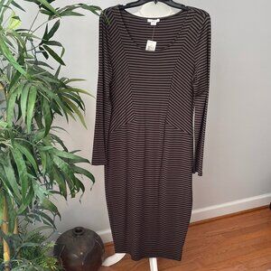 Bar III Slim Fit Dress, Size L, Long Sleeve, Black and Gray, 5% Spandex, New Tag